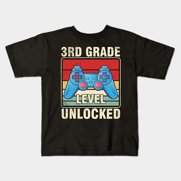 Gamer Student Senior Back To School 3rd Garde Level Unlocked Kids T-Shirt by hoaikiu